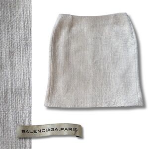 Balenciaga Paris Ivory Bouclé Wool Alpaca Mini Skirt EU 44 | Made in Italy